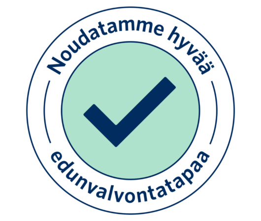 Noudatamme hyvää edunvalvontatapaa -tunnus